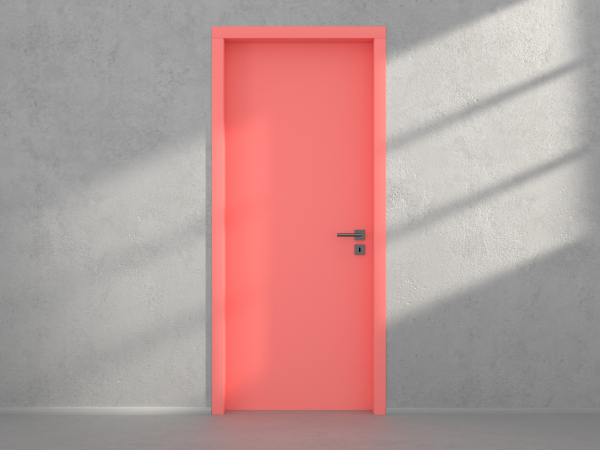 Door with material